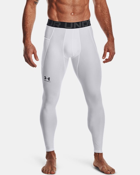 Men's HeatGear® Leggings, White, pdpMainDesktop image number 0